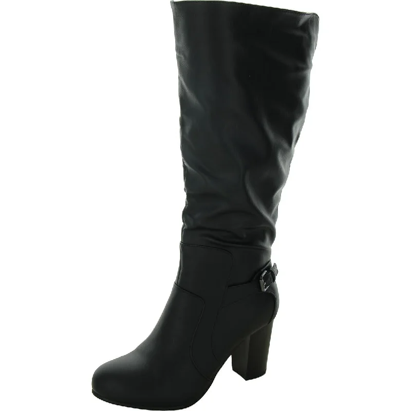 Flexible Sole Shoes Sale Womens Faux Leather Wide Calf Knee-High Boots