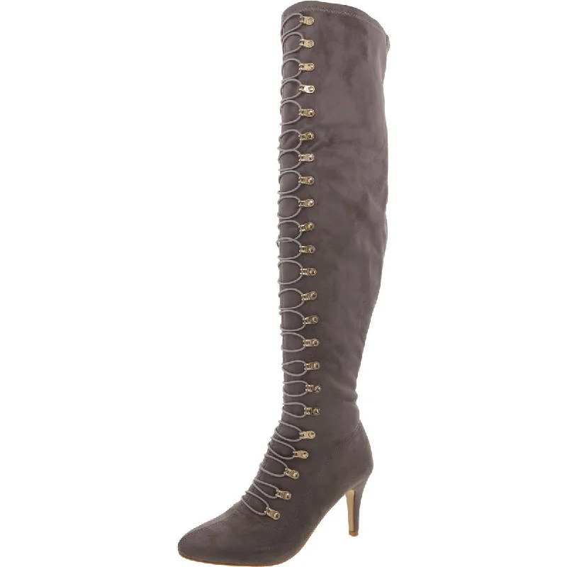 Limited-Time Shoe Deals Womens Faux Suede Padded Insole Over-The-Knee Boots