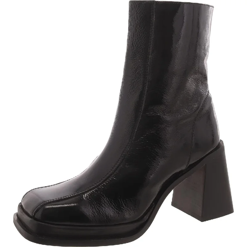 Bid Farewell To The Old Season Womens Patent Square Toe Ankle Boots