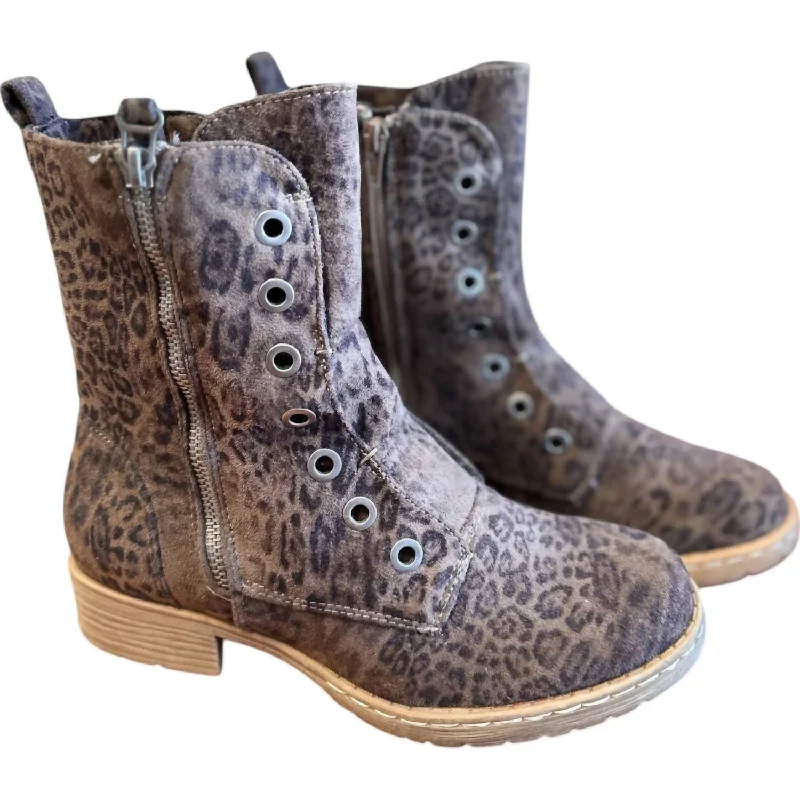 Fashion Forward Women's Whitley Combat Bootie In Leopard