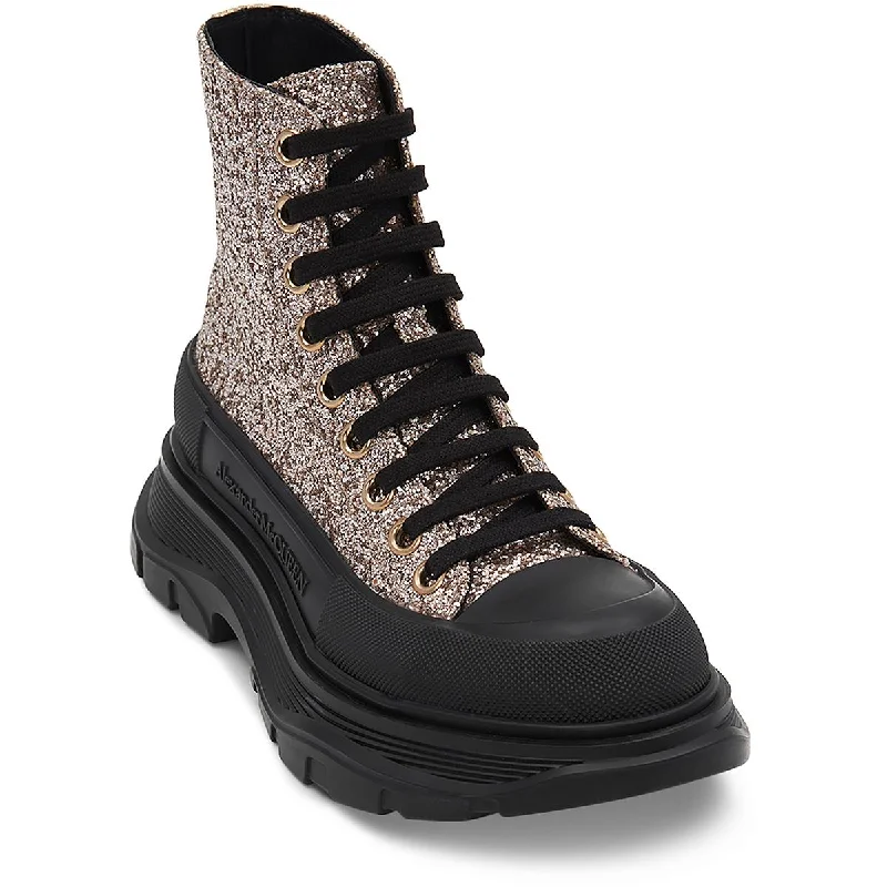 Sale On Sale Alexander McQueen Womens Sequin Lug Sole Combat & Lace-Up Boots