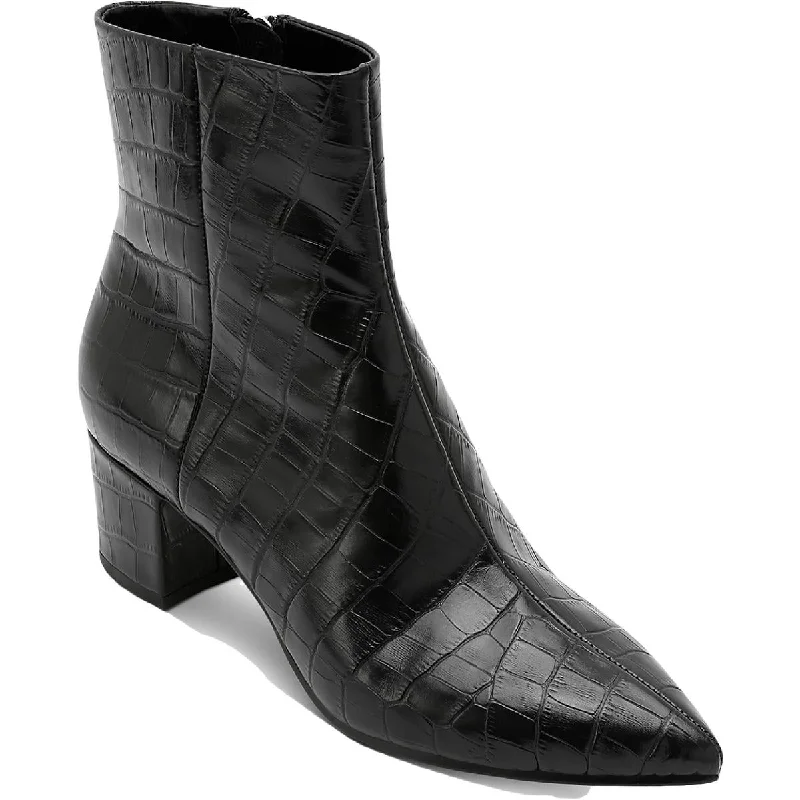 Effortless Style Shoes Sale Dolce Vita Women's Bel Leather Snake Print Block Heel Pointed Toe Ankle Booties