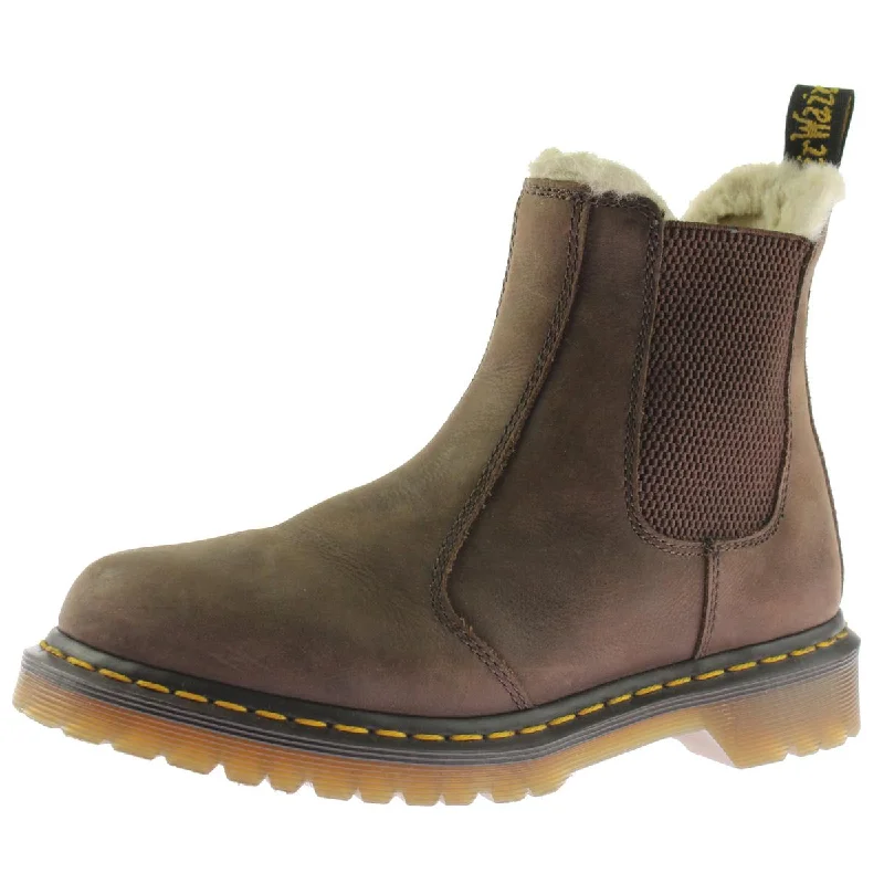 Vintage-Inspired Shoes Deal Dr. Martens Womens Leonore Leather Faux Fur Lined Chelsea Boots