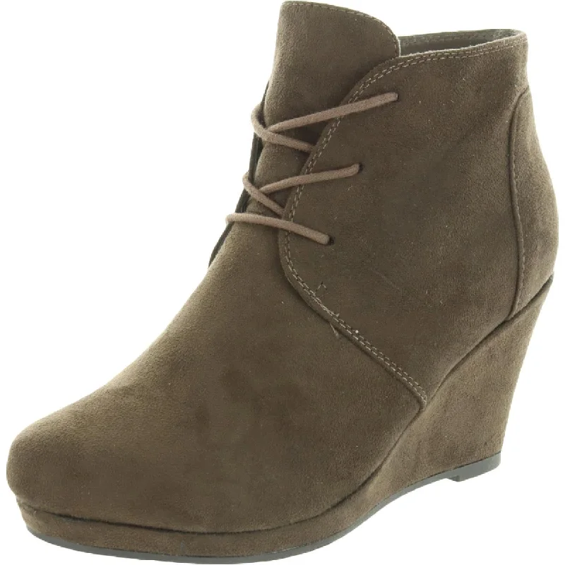 Comfortable Chic Journee Collection Womens Faux Suede Lace Up Wedge Boots