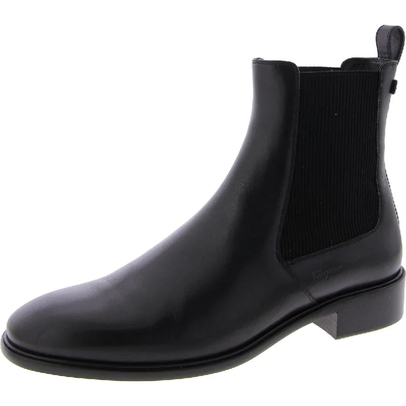 Designer Shoes Clearance Salvatore Ferragamo Womens Oddo Faux Leather Pull On Chelsea Boots