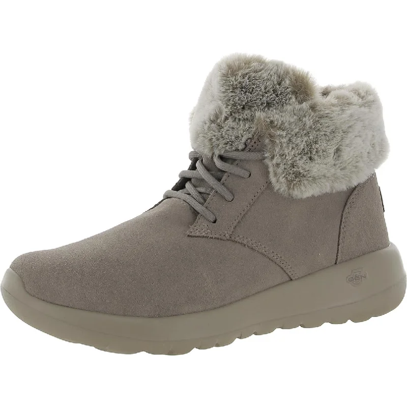 Trend Leading Collection Skechers Womens Plush Dreams Leather Faux Fur Winter & Snow Boots