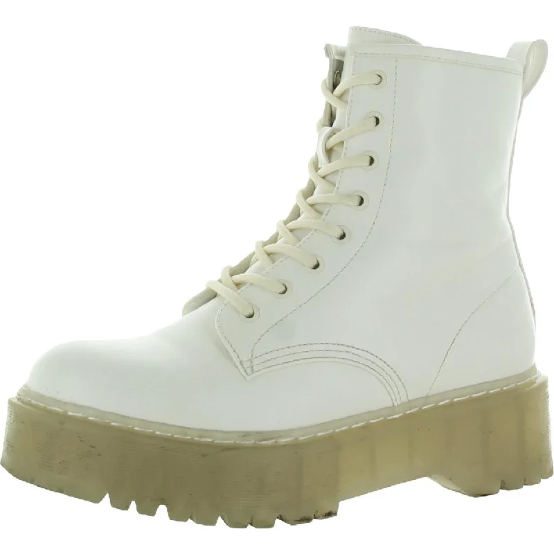 You'll Love Us Because Steve Madden Womens Bettyy Zip Up Round Toe Combat & Lace-up Boots