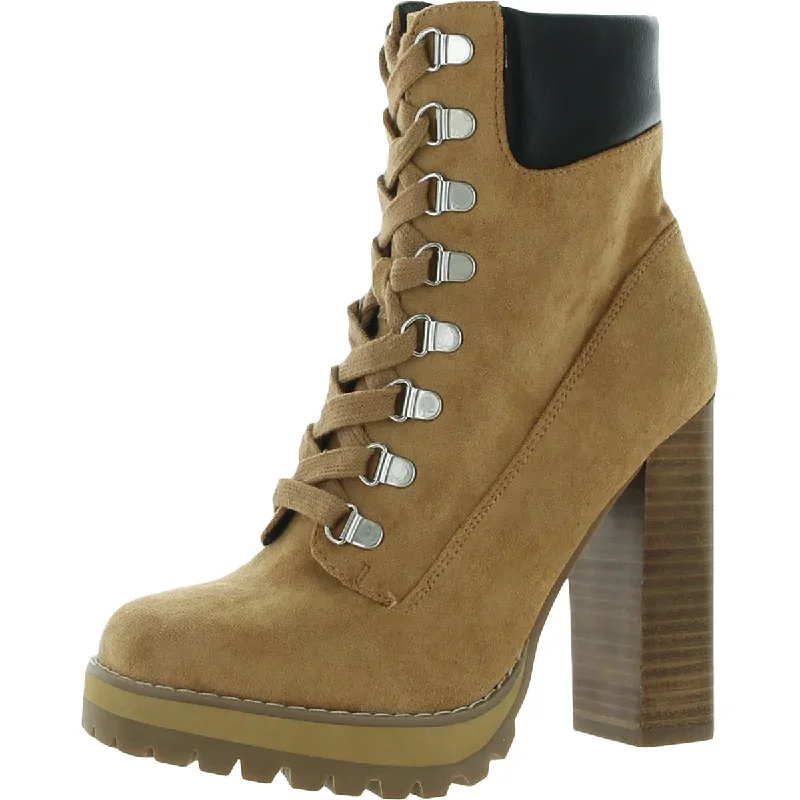 The Latest Fashion Trends Steve Madden Womens Breccan Square Toe Stacked Heel Lace-Up Boot