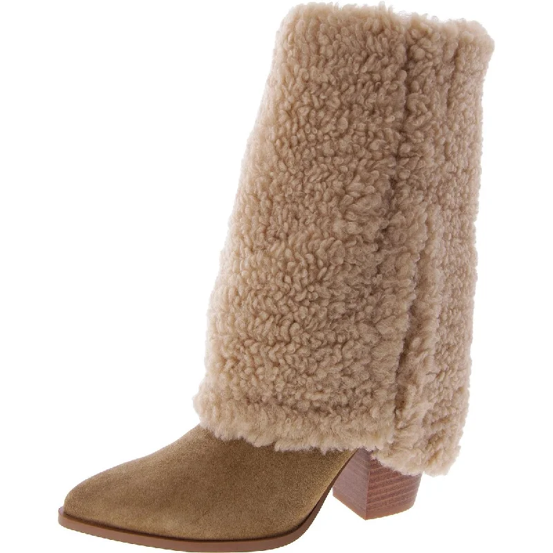 Vintage-Inspired Footwear Sale Steve Madden Womens Livvy-F Faux Shearling Block Heel Mid-Calf Boots