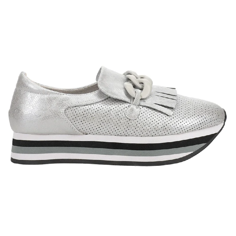 Flash Sales This Week Bess Perforated Metallic Platform Loafers