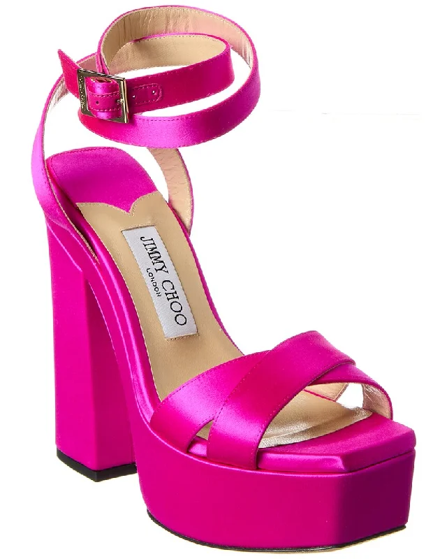 Stylish Looks Jimmy Choo Gaia 140 Satin Platform Sandal