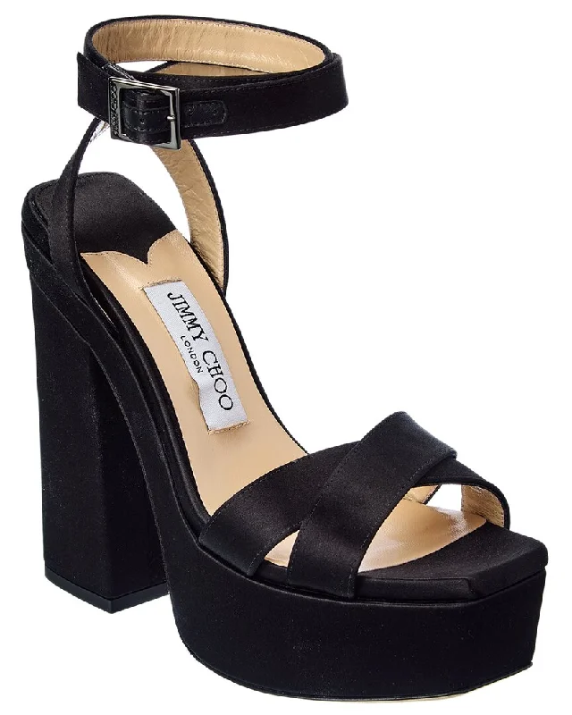 All-Day Comfort Shoes Sale Jimmy Choo Gaia 140 Satin Platform Sandal