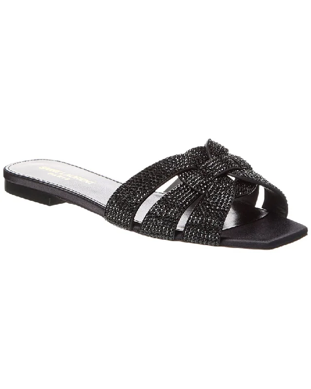 Smart Casual Deals Saint Laurent Tribute Rhinestone Suede Sandal