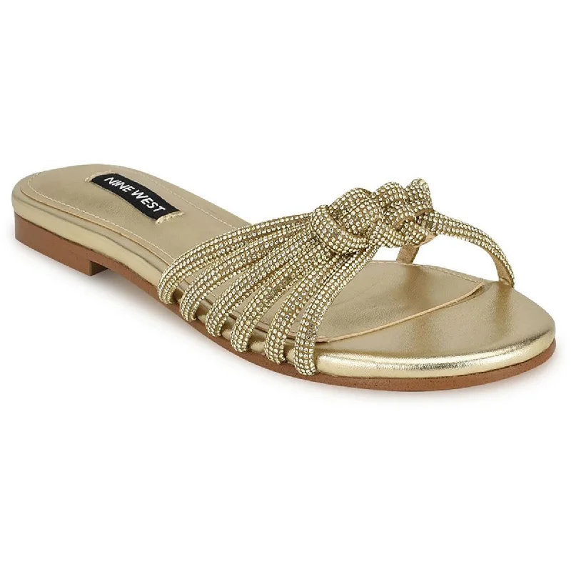 Holiday Attire Sale WN Luxury 5 Womens Rhinestone Strappy Slide Sandals