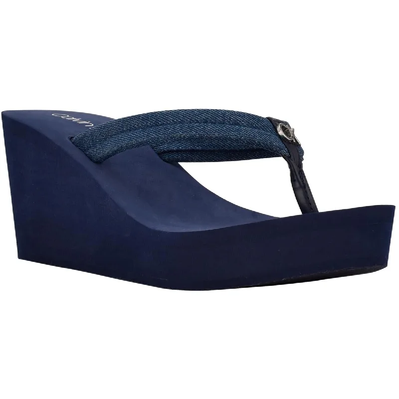 Timeless Elegance Redefined ROBYN2 Womens Denim Strap Slide  On Wedge Sandals