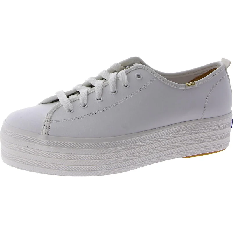 Comfortable Motion Flexible Shoes Triple Up Leather White Womens Leather Lace-Up Casual And Fashion Sneakers