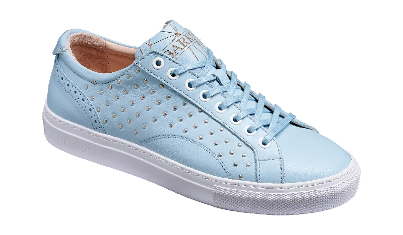 Stylish Savings Isla - Pale Blue Calf / Studs Rubber Cup Sole Women Sneaker