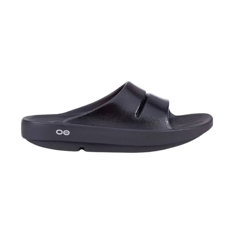 Romantic Fashion Discounts OOfos Women's OOahh Luxe Slide - Glossy Black