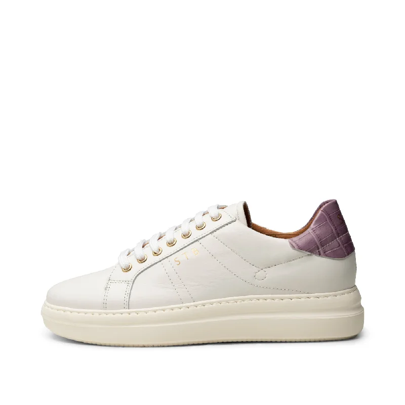 Special Offer Valda sneaker leather - WHITE/LAVENDER CROCO